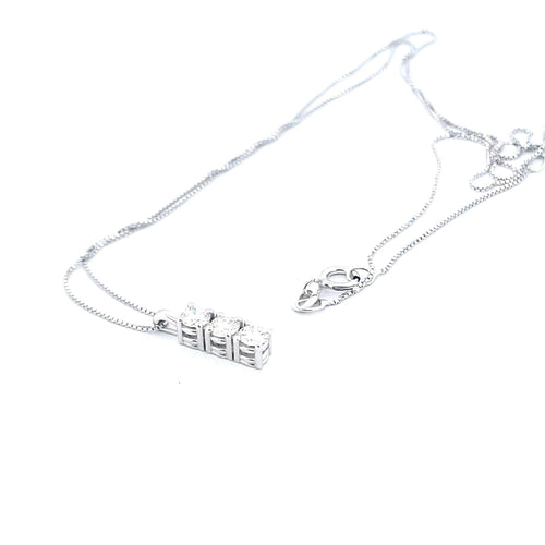 Collier Collier - Pendentif trilogy en or blanc 18 kt et diamants 58 Facettes