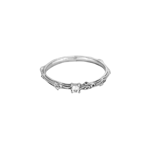 Bague 53 Bague branche en or blanc 18 carats et diamant 58 Facettes BO/250093