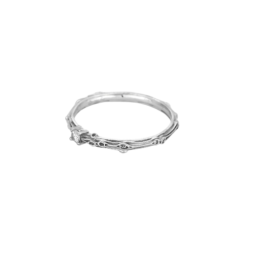 Bague 53 Bague branche en or blanc 18 carats et diamant 58 Facettes BO/250093