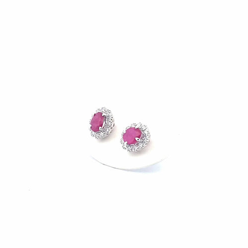 Boucles d'oreilles Boucles d’oreilles créoles en or blanc 18 ct avec rubis et diamants 58 Facettes