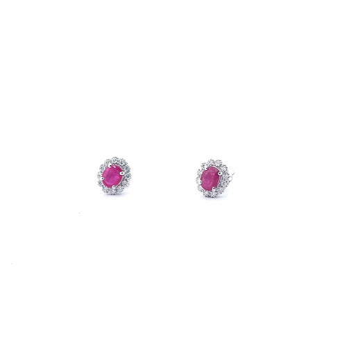 Boucles d'oreilles Boucles d’oreilles créoles en or blanc 18 ct avec rubis et diamants 58 Facettes