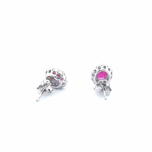 Boucles d'oreilles Boucles d’oreilles créoles en or blanc 18 ct avec rubis et diamants 58 Facettes