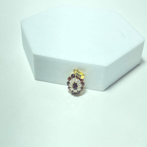Pendentif Pendentif rosace - Or jaune 18 carats et pierres rouges et blanches 58 Facettes 260097