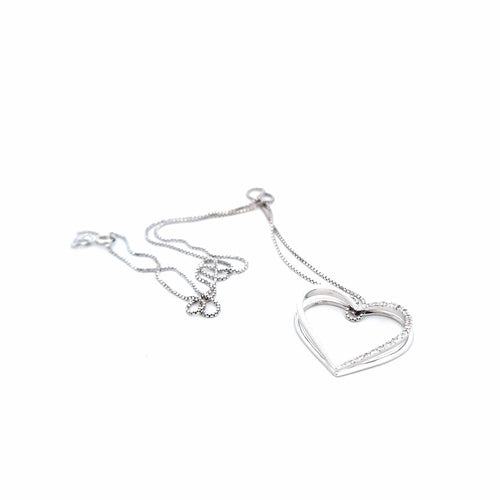 Collier Collier et pendentif cœur en or blanc 18 ct avec diamants 58 Facettes