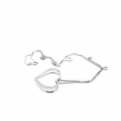 Collier Collier et pendentif cœur en or blanc 18 ct avec diamants 58 Facettes