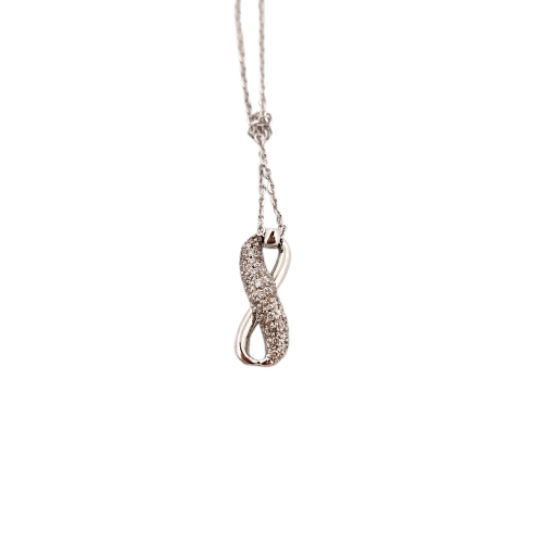 Collier Collier - Pendentif symbole de l’infini en or blanc 18 ct et diamants 58 Facettes