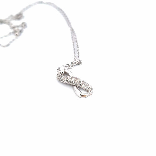 Collier Collier - Pendentif symbole de l’infini en or blanc 18 ct et diamants 58 Facettes