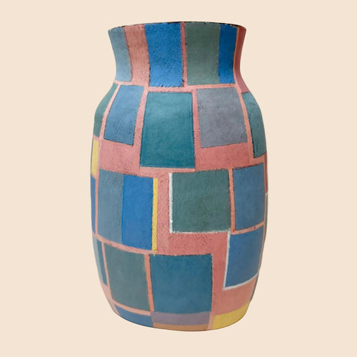 Céramique n°114 - Vase en céramique polychrome, années 1970 58 Facettes