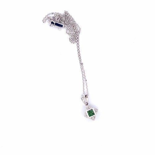 Collier Collier et pendentif - or blanc 18 kt, péridots et diamants 58 Facettes