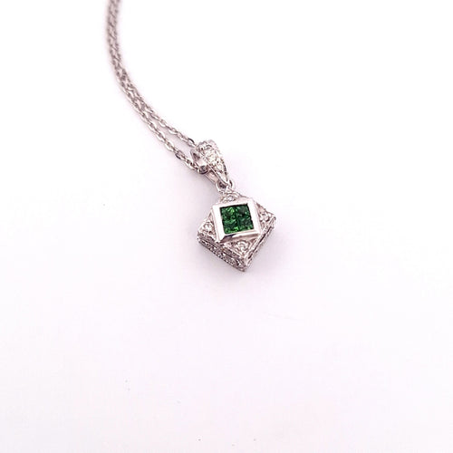 Collier Collier et pendentif - or blanc 18 kt, péridots et diamants 58 Facettes