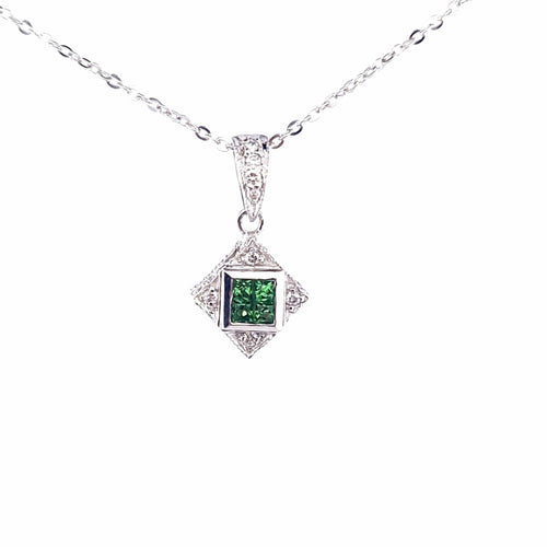 Collier Collier et pendentif - or blanc 18 kt, péridots et diamants 58 Facettes