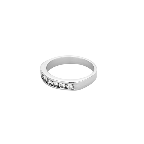 Bague 53 Alliance demi-tour - Bague en or blanc 18 carats et diamants 58 Facettes BO/250073