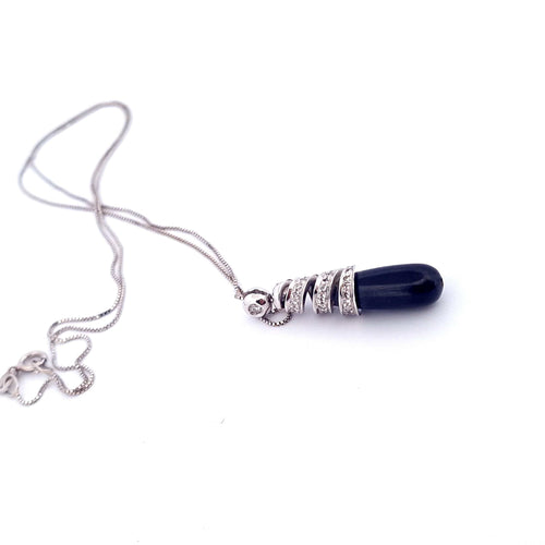 Collier Collier avec pendentif en or blanc 18 carats, onyx noir et diamants 58 Facettes