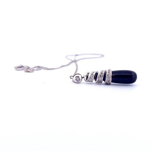 Collier Collier avec pendentif en or blanc 18 carats, onyx noir et diamants 58 Facettes