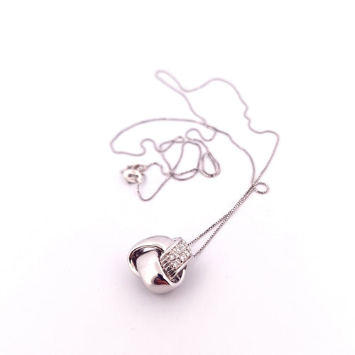 Collier Collier - Pendentif en or blanc 18 ct avec diamants naturels 58 Facettes