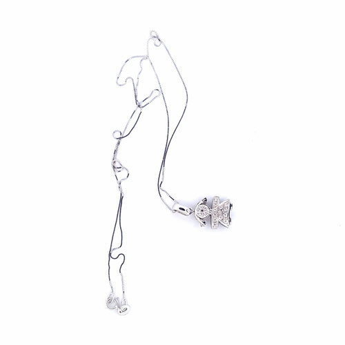 Collier Collier avec pendentif fillette en or blanc 18 kt et diamants 58 Facettes