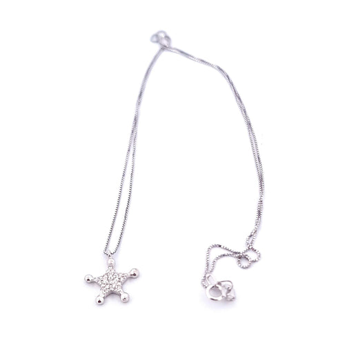 Collier Chaîne et pendentif étoile - Collier en or blanc 18 ct et diamants 58 Facettes