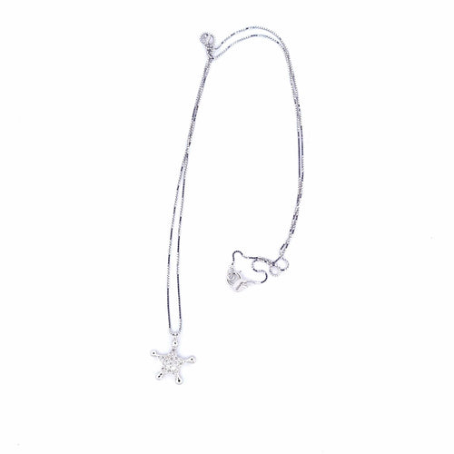 Collier Chaîne et pendentif étoile - Collier en or blanc 18 ct et diamants 58 Facettes