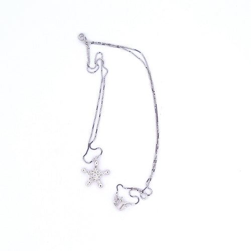Collier Chaîne et pendentif étoile - Collier en or blanc 18 ct et diamants 58 Facettes