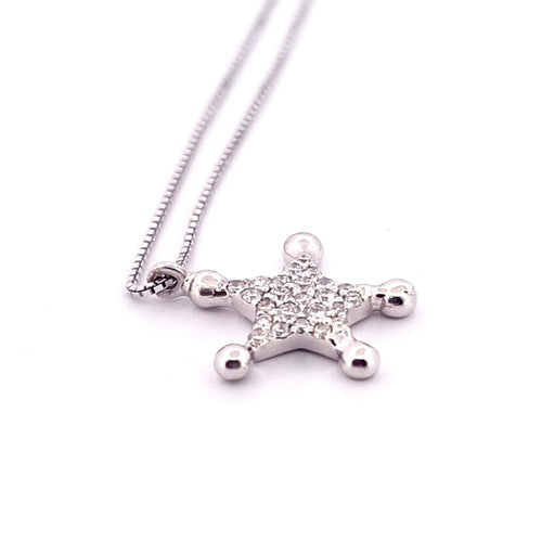 Collier Chaîne et pendentif étoile - Collier en or blanc 18 ct et diamants 58 Facettes