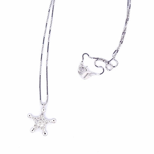 Collier Chaîne et pendentif étoile - Collier en or blanc 18 ct et diamants 58 Facettes