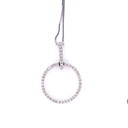 Collier Collier - Pendentif cercle en or blanc 18 ct avec diamants 58 Facettes