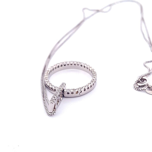 Collier Collier - Pendentif cercle en or blanc 18 ct avec diamants 58 Facettes