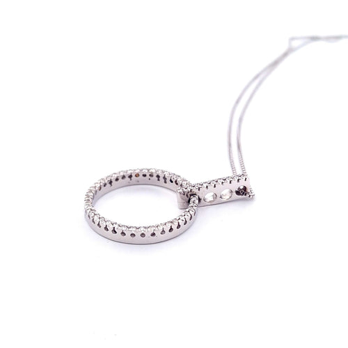 Collier Collier - Pendentif cercle en or blanc 18 ct avec diamants 58 Facettes