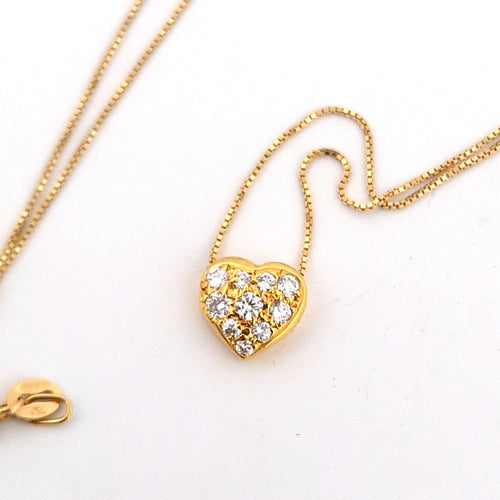 Collier Collier - Pendentif cœur en or jaune 18 kt avec diamants 58 Facettes