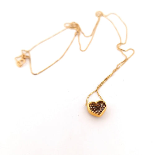 Collier Collier - Pendentif cœur en or jaune 18 kt avec diamants 58 Facettes