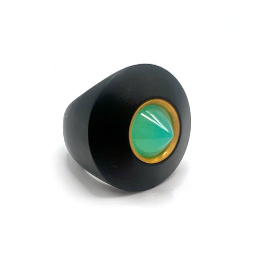 Bague STOFFEL - Bague en or jaune 18K, onyx et chrysoprase verte 58 Facettes UKA000013GM