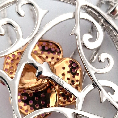 Collier Collier avec pendentif en or blanc et jaune 18 ct, saphirs roses et diamants 58 Facettes