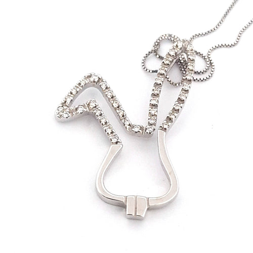 Collier Collier - Pendentif lapin en or blanc 18 ct et diamants 58 Facettes