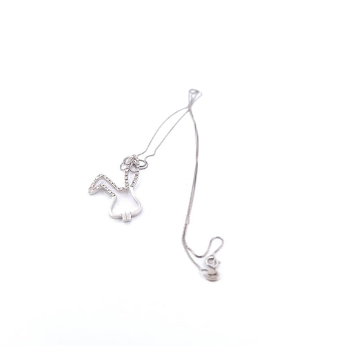Collier Collier - Pendentif lapin en or blanc 18 ct et diamants 58 Facettes