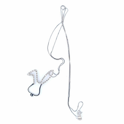 Collier Collier - Pendentif lapin en or blanc 18 ct et diamants 58 Facettes