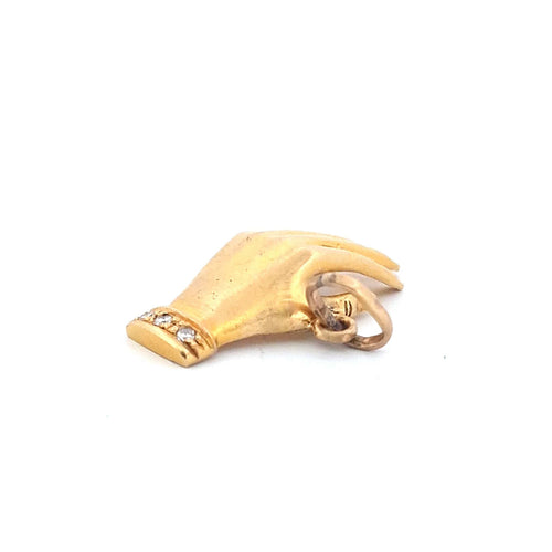 Pendentif Pendentif main en or jaune 18 kt avec diamants 58 Facettes