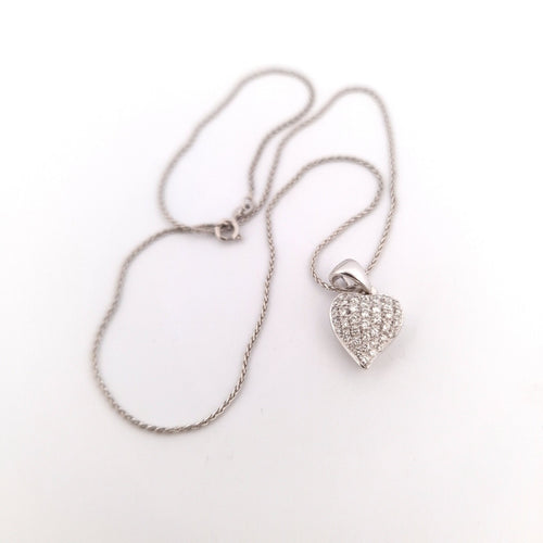 Collier Collier - Pendentif cœur pavé en or blanc 18 kt et diamants 58 Facettes