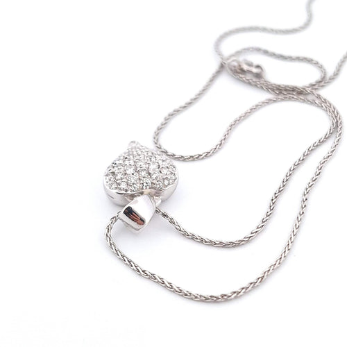 Collier Collier - Pendentif cœur pavé en or blanc 18 kt et diamants 58 Facettes
