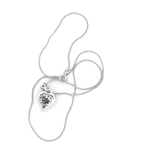 Collier Collier - Pendentif cœur pavé en or blanc 18 kt et diamants 58 Facettes