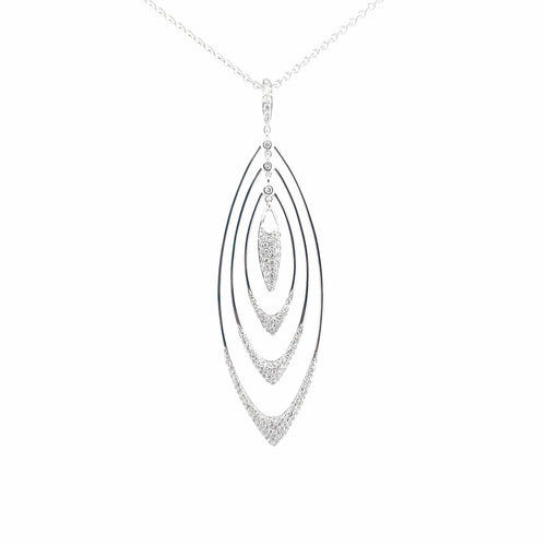 Collier Crivelli - Collier avec pendentif en or blanc 18 K et diamants 58 Facettes