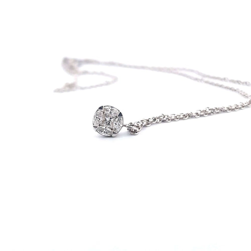 Collier Collier et pendentif point de lumière en or blanc 18 kt et diamants 58 Facettes