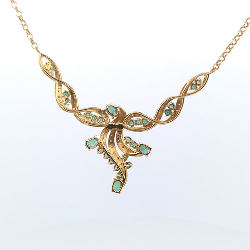 Collier Collier en or jaune 18 kt avec émeraudes naturelles et diamants 58 Facettes