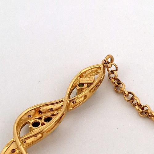 Collier Collier en or jaune 18 kt avec émeraudes naturelles et diamants 58 Facettes