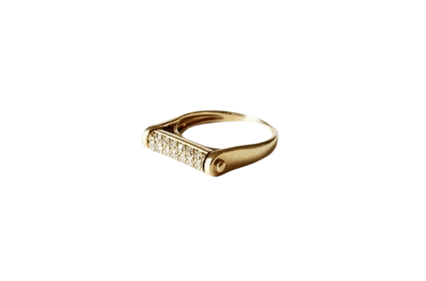 Bague 53 Bague moderniste en or jaune 18k et diamants 58 Facettes