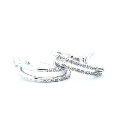 Boucles d'oreilles Boucles d’oreilles en or blanc 18 kt avec diamants taille brillant 58 Facettes