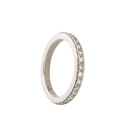 Bague 55 Bague demi-alliance en or blanc 18 kt et diamants taille brillant 58 Facettes