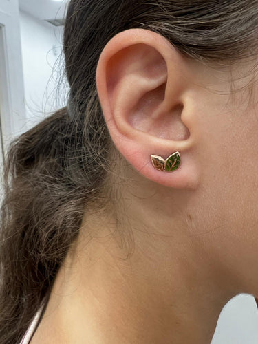 Boucles d'oreilles DODO - Boucle d’oreille (unité) feuille en or rose 18K et émail vert 58 Facettes UKA000053SO