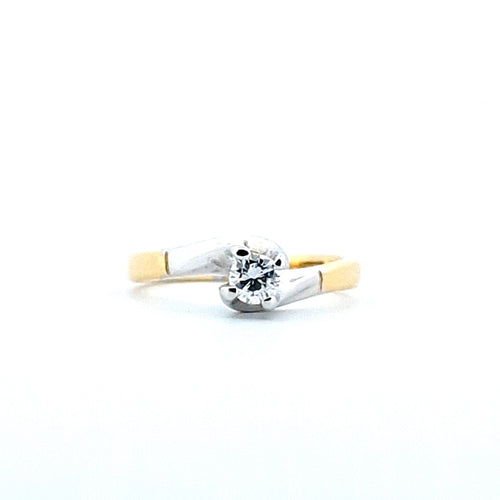 Bague 52 Bague solitaire bicolore - Diamant 0,23 ct en or 18 K 58 Facettes