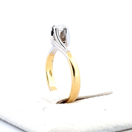Bague 52 Bague solitaire bicolore - Diamant 0,23 ct en or 18 K 58 Facettes