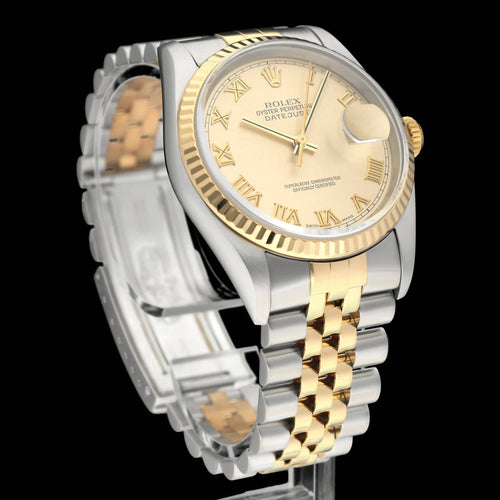 Montre Rolex Datejust 16233 - Montre automatique 36 mm or et acier, boîte et papiers (2004) 58 Facettes ROL/DJ1/1332